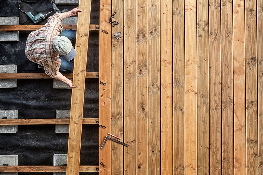 Constructing a Wooden Flooring of a Terrace, Douglas Fir